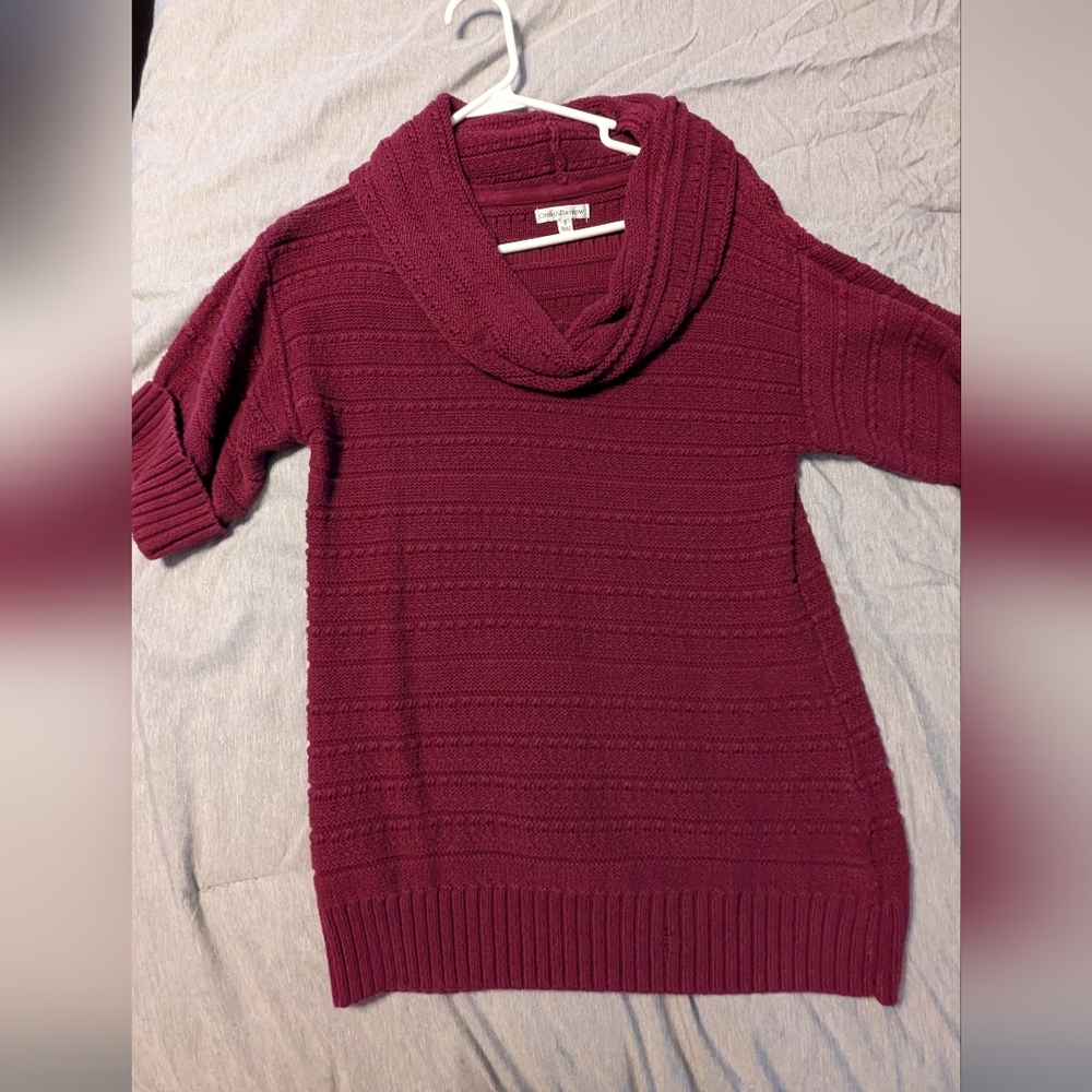 Croft & Barrow Red Cowl Neck Sweater with Textured Knit